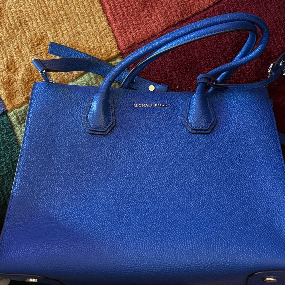 Michael Kors bright blue Leather Tote Bag